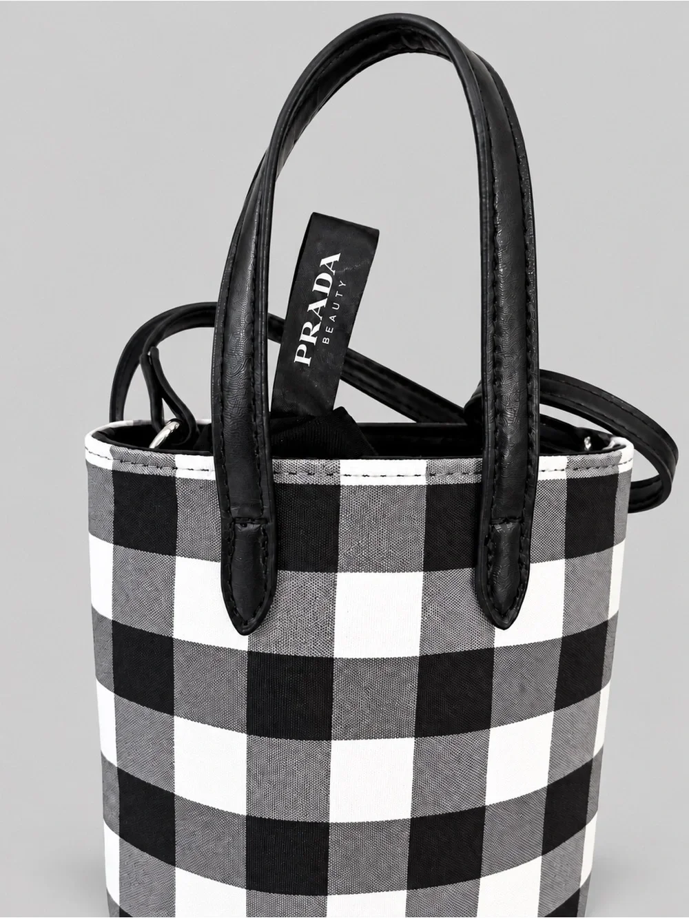 Prada Beauty Black & White Gingham Small Crossbody Top Handle Bag GWP New RARE